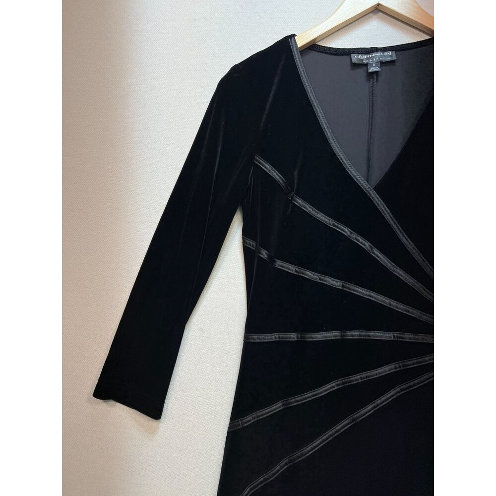 Connected Apparel Women's Holiday Velvet Formal Dress Long Sleeve Size 8 Black - Picture 6 of 12